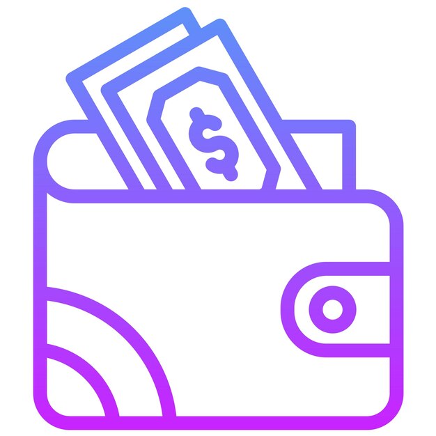 El dinero en el icono vectorial de la billetera Ilustración del icono de la economía empresarial