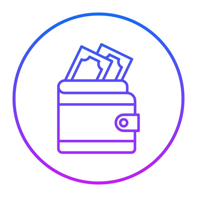 El dinero en la ilustración vectorial de la billetera