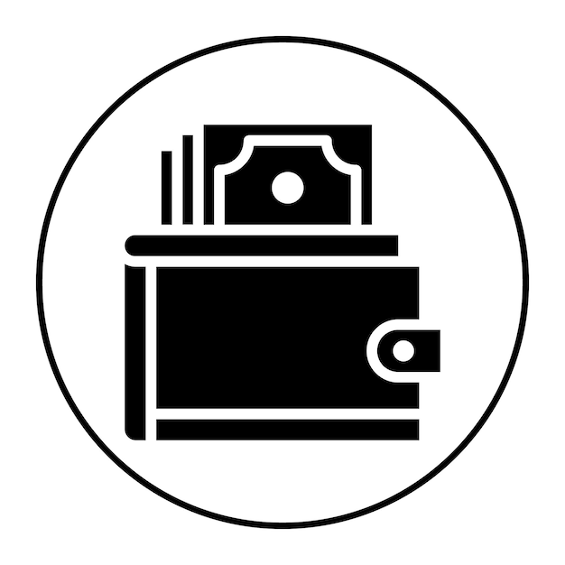 El dinero en la imagen vectorial del icono de la billetera se puede utilizar para el comercio