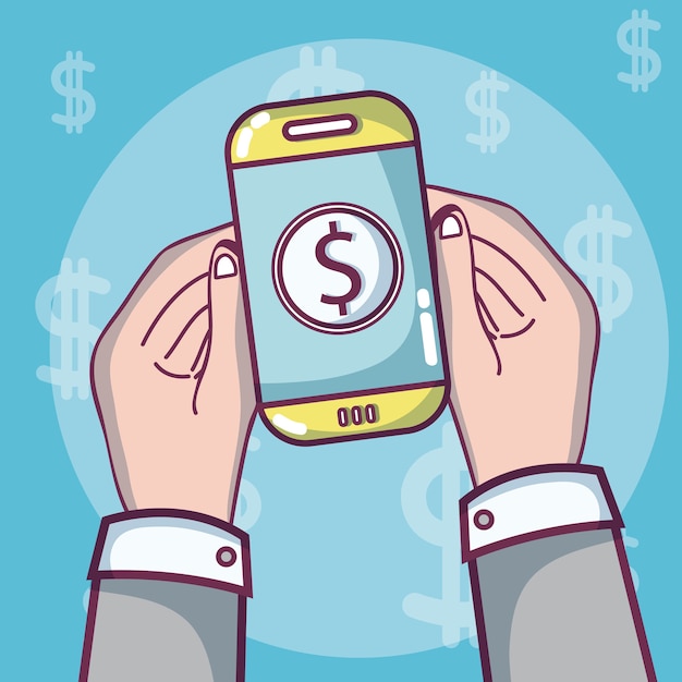 Dinero en línea con teléfono inteligente