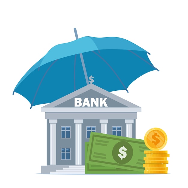 Dinero bajo paraguas concepto de protección de dinero seguro de ahorro financiero paraguas azul