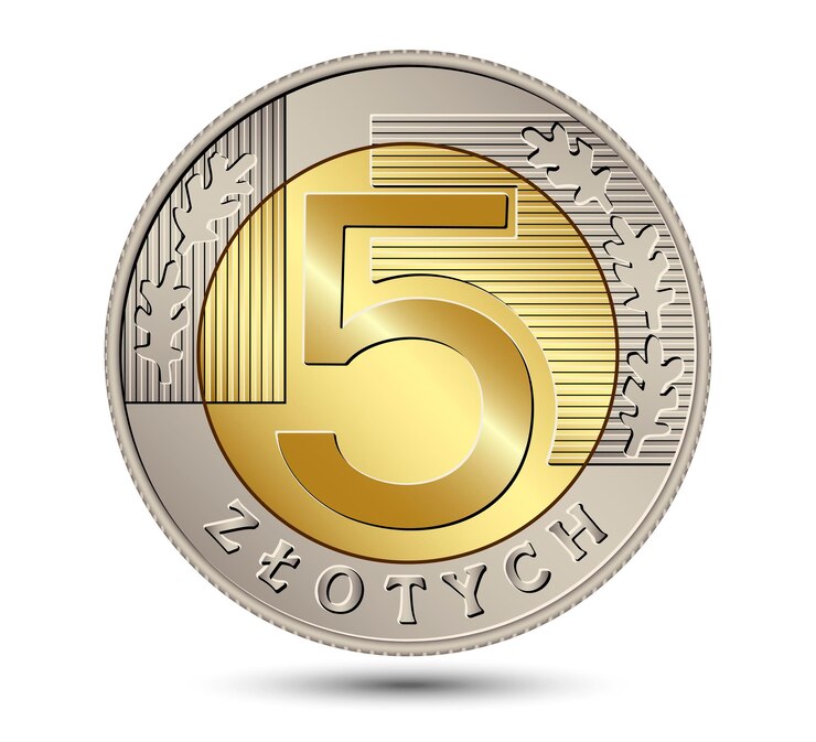 Vector dinero polaco inverso cincuenta zloty moneda de plata ilustración vectorial