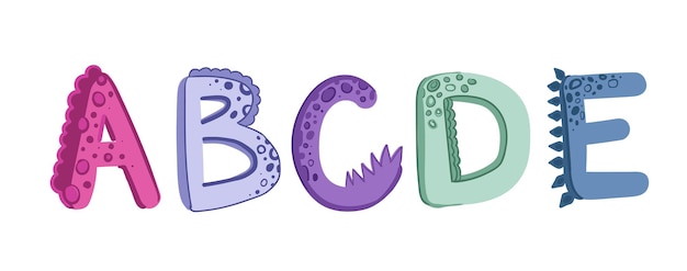 Dino alfabeto divertido en estilo de dibujos animados