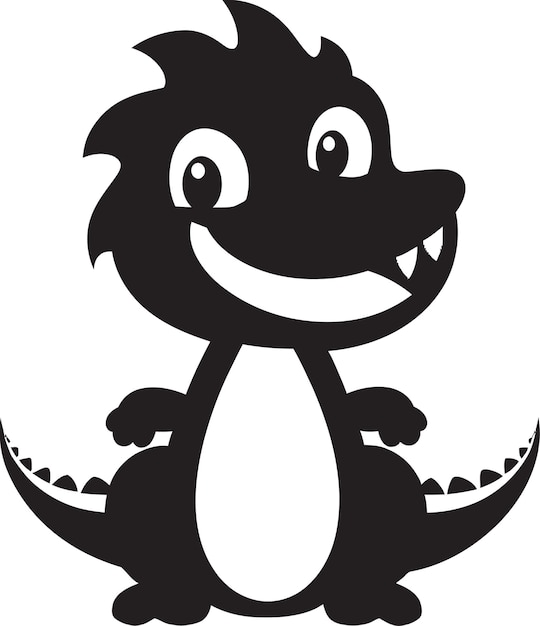 Dino Cuddly Charm Icon Vector Negro Dino Delightful Vector Cartoon Negro