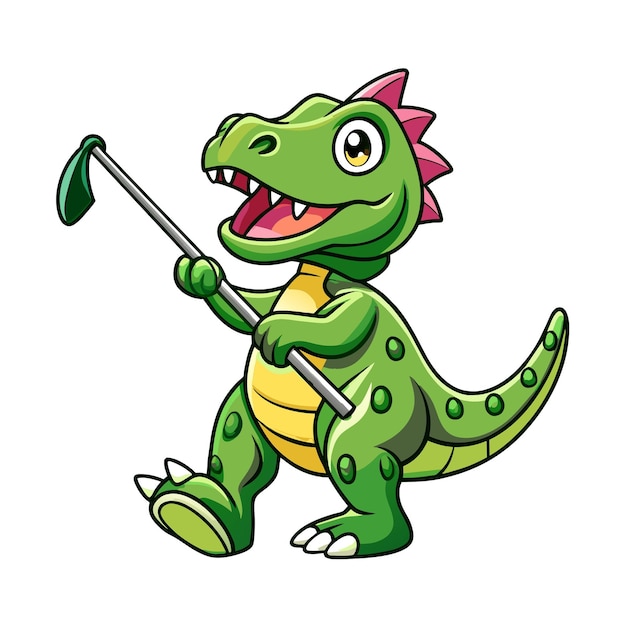 Vector dino está jugando al golf.