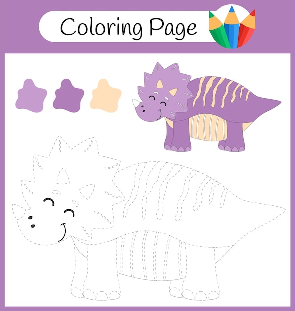 Dino Libro para colorear Animales vector Niños páginas para colorear Vector ilustración libro para colorear para niños Doodle página Fondo de niños