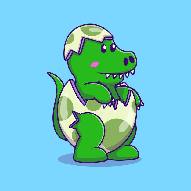 Dino lindo en Crack Egg dibujos animados ilustración vectorial concepto de dibujos animados plano