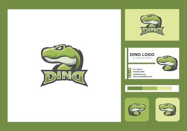 Dino logo mascota trex e icono de tarjeta de visita