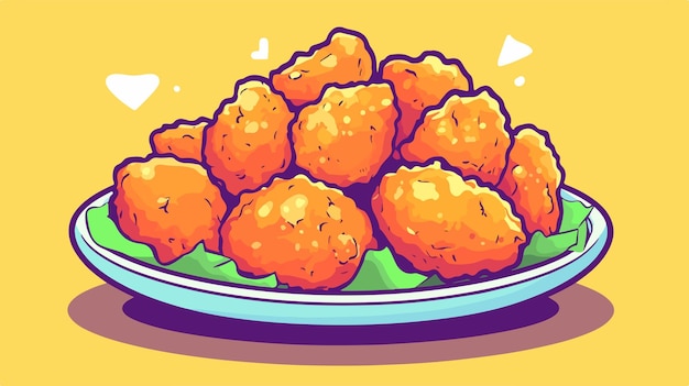 Dino Nuggets Icono de dibujos animados vectorial Ilustración Icono de comida