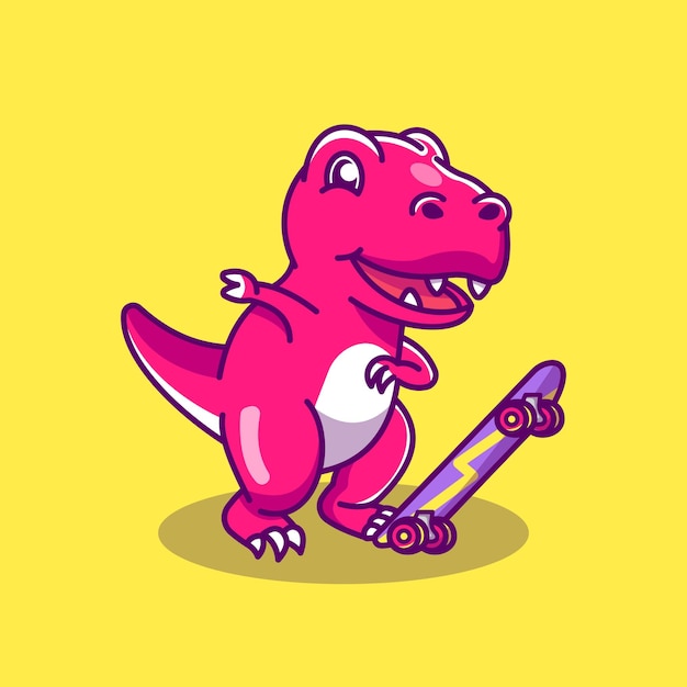 Dino rojo listo para hacer trucos de skateboard