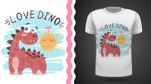 Vector dino y sol - idea para camiseta estampada