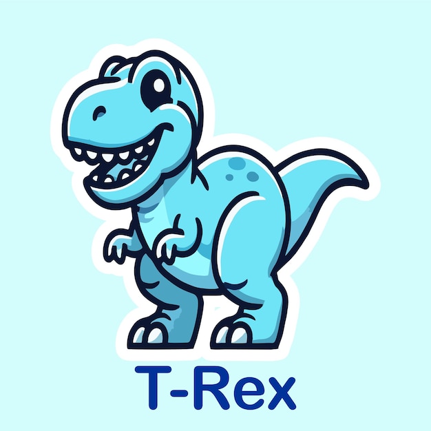 un dinosaurio azul con la palabra t t en él