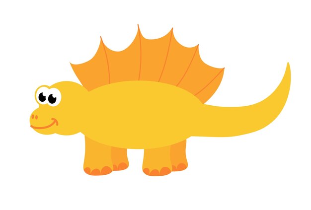 Dinosaurio bebé lindo Spinosaurio dibujado a mano Ilustración vectorial de dibujos animados plana