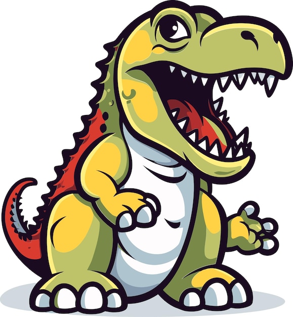 un dinosaurio con una camisa blanca y roja en él