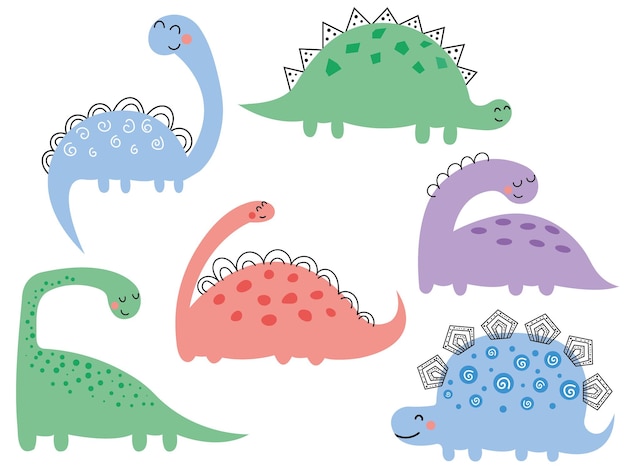 Un dinosaurio de dibujos animados con cuello verde y fondo blanco.