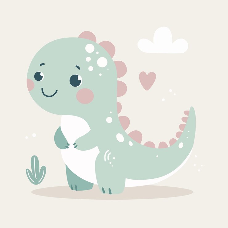 Dinosaurio de dibujos animados en un fondo de colores Ilustración vectorial