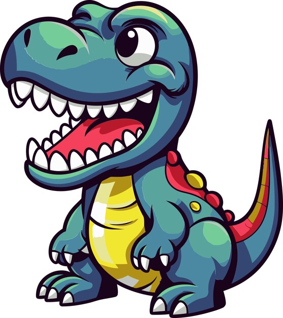 un dinosaurio de dibujos animados con una gran sonrisa en su rostro