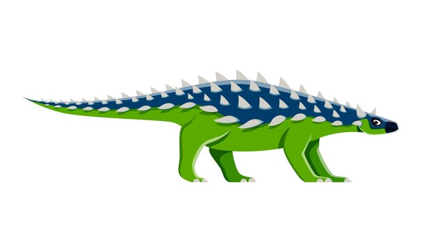 Dinosaurio de dibujos animados Saichania personaje de dinosaurio jurásico o vector divertido reptil lindo dinosaurio de Saichania o especie de dinosaurio prehistórico extinto juguete para niños o símbolo educativo de paleontología