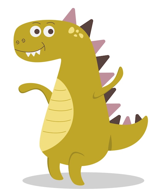 un dinosaurio de dibujos animados con una sonrisa en su rostro