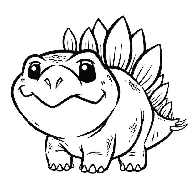 Dinosaurio de dibujos animados, Stegosaurus, Libro para colorear para niños