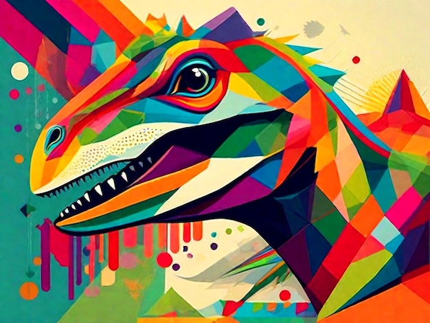 dinosaurio feko con colores vivos