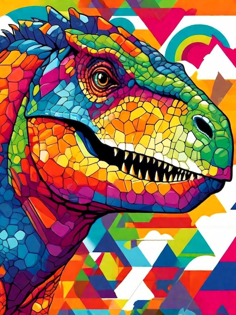 Vector dinosaurio feko con colores vivos