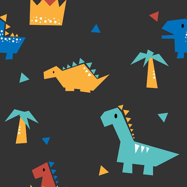 Vector dinosaurio de forma abstracta en un fondo de forma divertida o patrón de tela para imprimir