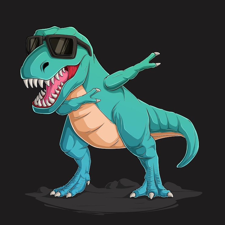 Vector un dinosaurio con gafas en la cabeza y con gafas