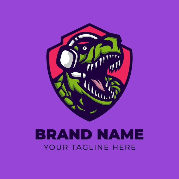 Dinosaurio de juegos de eSport TRex con el logotipo de la mascota de los auriculares