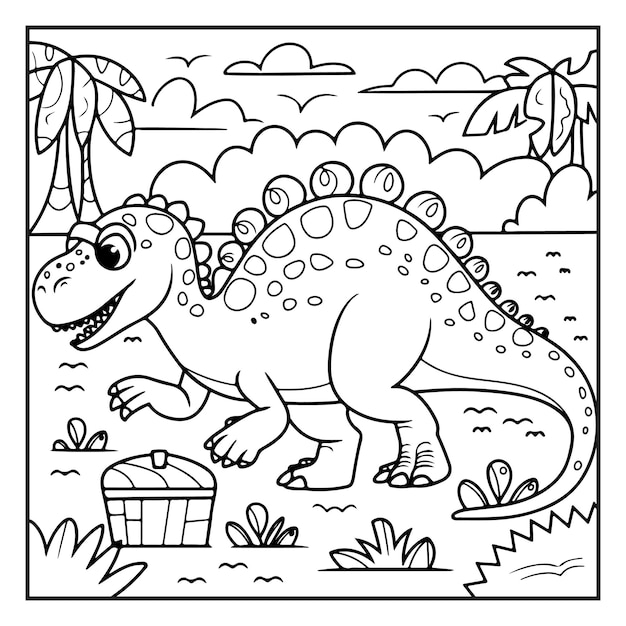 Dinosaurio lindo Amplificador en negrita Libro de colorear fácil Esta página presenta encantadoras ilustraciones de dinosaurios