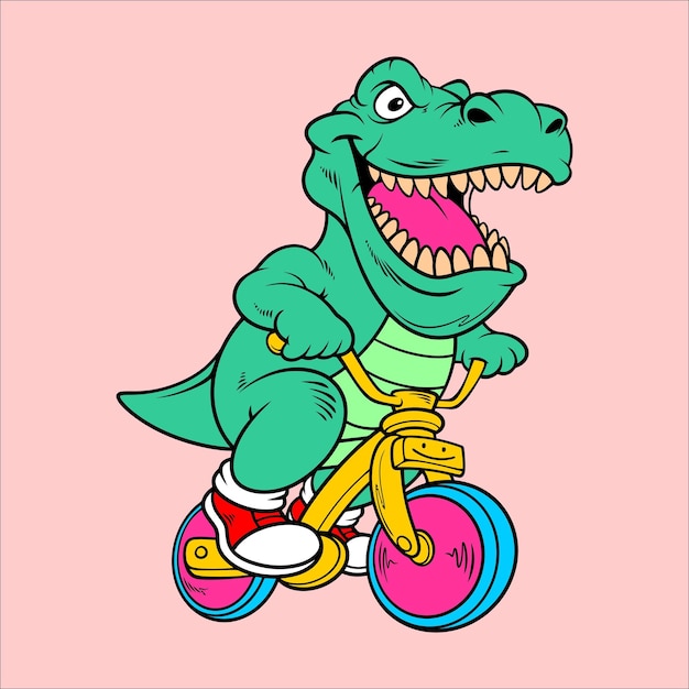 Vector un dinosaurio montando una bicicleta