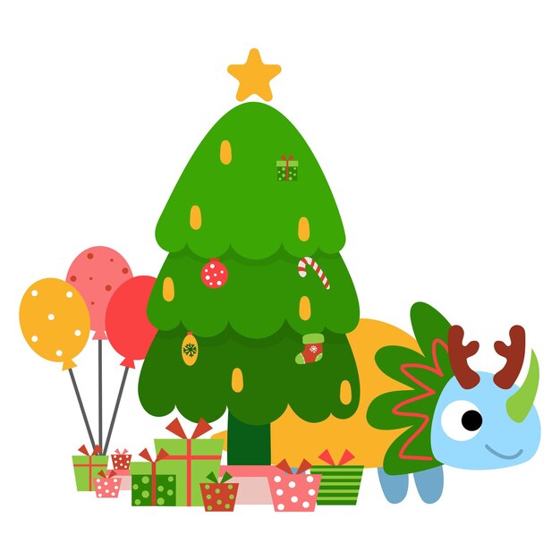 Dinosaurio navidad feliz año nuevo Dino clipart
