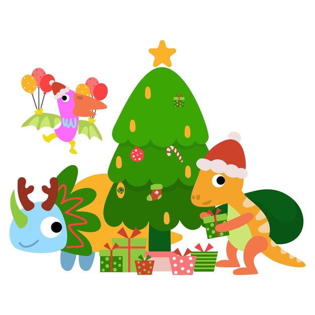Dinosaurio navidad feliz año nuevo Dino clipart