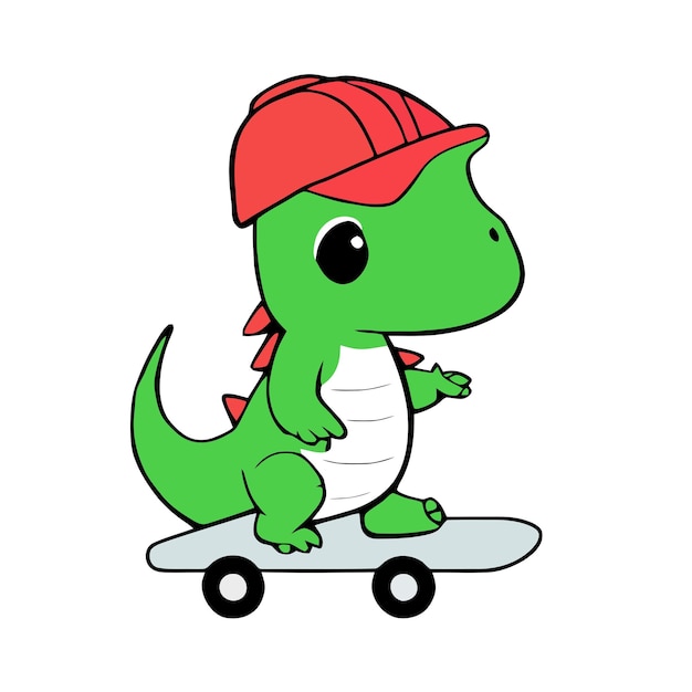 Dinosaurio patinador verde