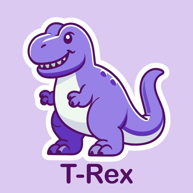 un dinosaurio púrpura con la palabra t t en él