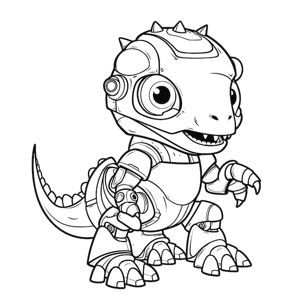 dinosaurio robot para colorear para niños