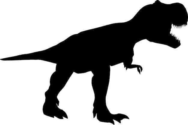 Dinosaurio. La silueta de un gran dinosaurio y el más terrible y malvado. Colección de animales jurásicos. Ilustración en blanco y negro de dinosaurios para niños.