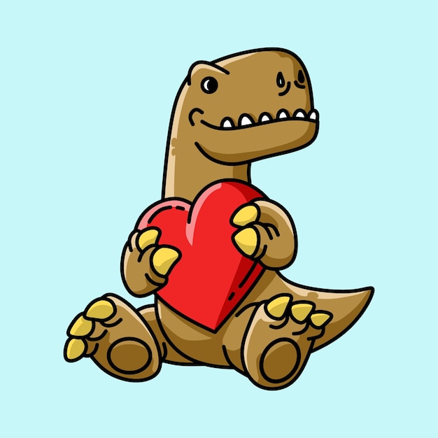 Dinosaurio con símbolo de amor.