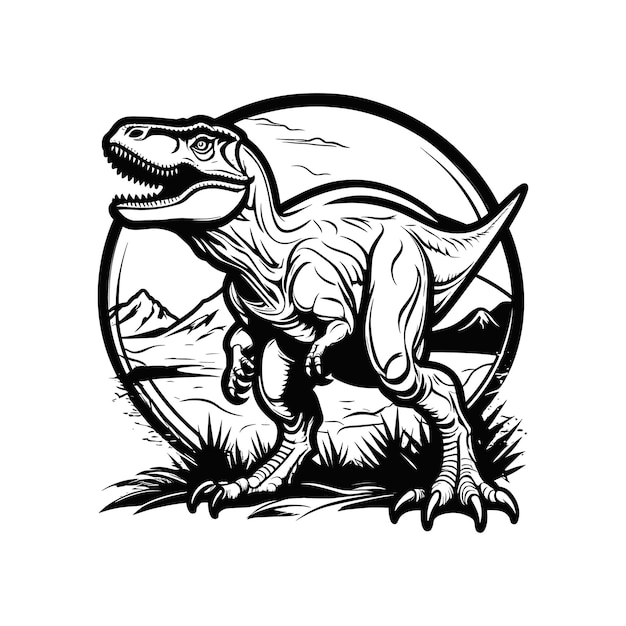 Vector dinosaurio tiranosaurio vectorial dibujado a mano dibujo de dibujo vectorial dinosaurio carnívoro