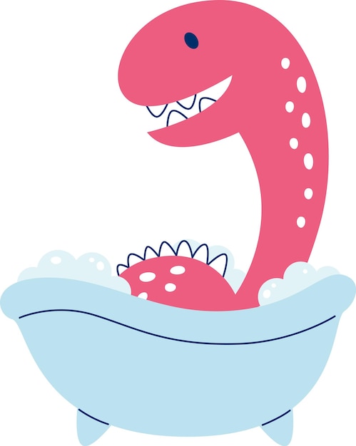 Un dinosaurio tomando un baño