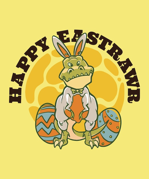 Dinosaurio en traje de conejito de Pascua Happy eastrawr camiseta 2022