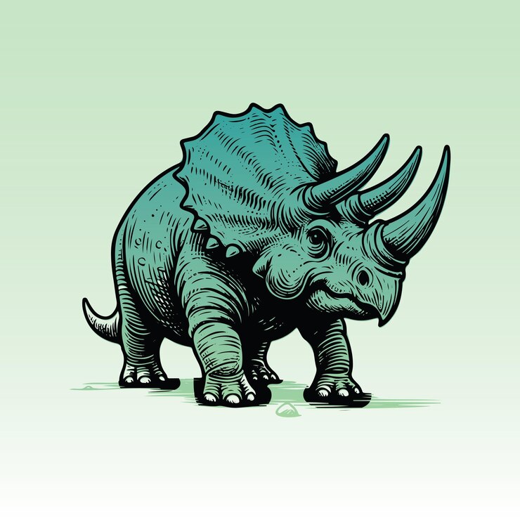 Dinosaurio Triceratops vectorial libre sobre un fondo blanco