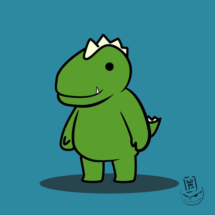 un dinosaurio verde con una corbata blanca en él