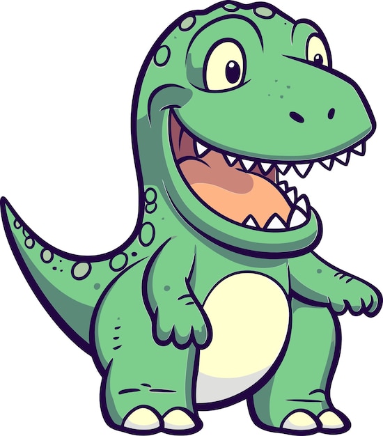 un dinosaurio verde con un cuello blanco y una camisa naranja