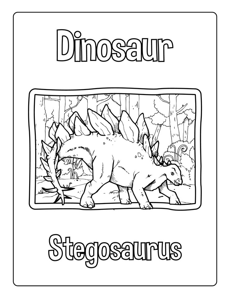 Vector dinosaurios para colorear páginas para niños con diferentes tipos de animales hoja de actividad en blanco y negro