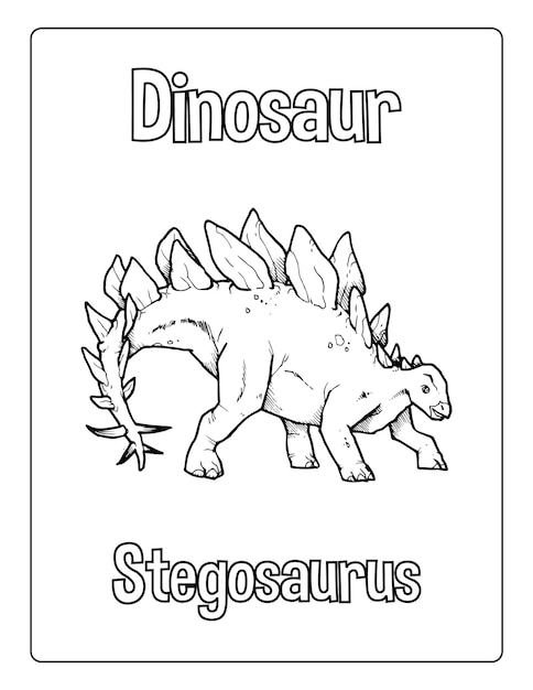 Dinosaurios para colorear páginas para niños con diferentes tipos de animales hoja de actividad en blanco y negro