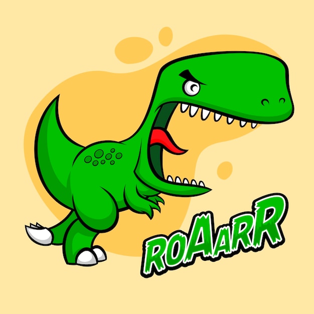 Dinosaurios enojados lindos en concepto de estilo plano de ilustración de vectores de animales de dibujos animados