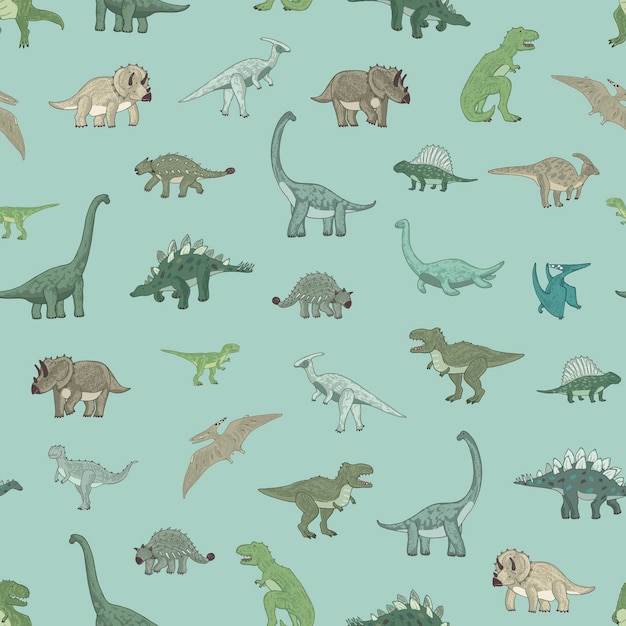 Dinosaurios ilustraciones vector de patrones sin fisuras