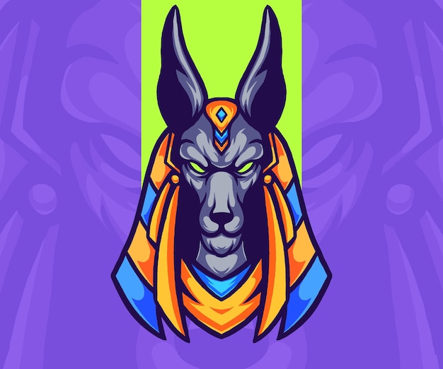 Dios anubis logo mascota ilustración.