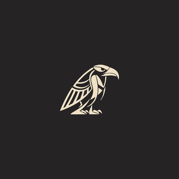El dios egipcio Horus diseñó el logotipo del ícono de un vector plano elegante y lujoso.
